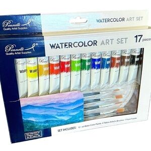 Pennelli Watercolor Paint Set Tubes Brushes Palette NWT